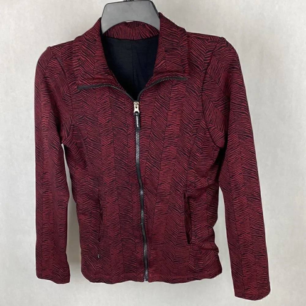 BrasilSul Athletic Jacket Sz Small Dark Red Black Zip Front